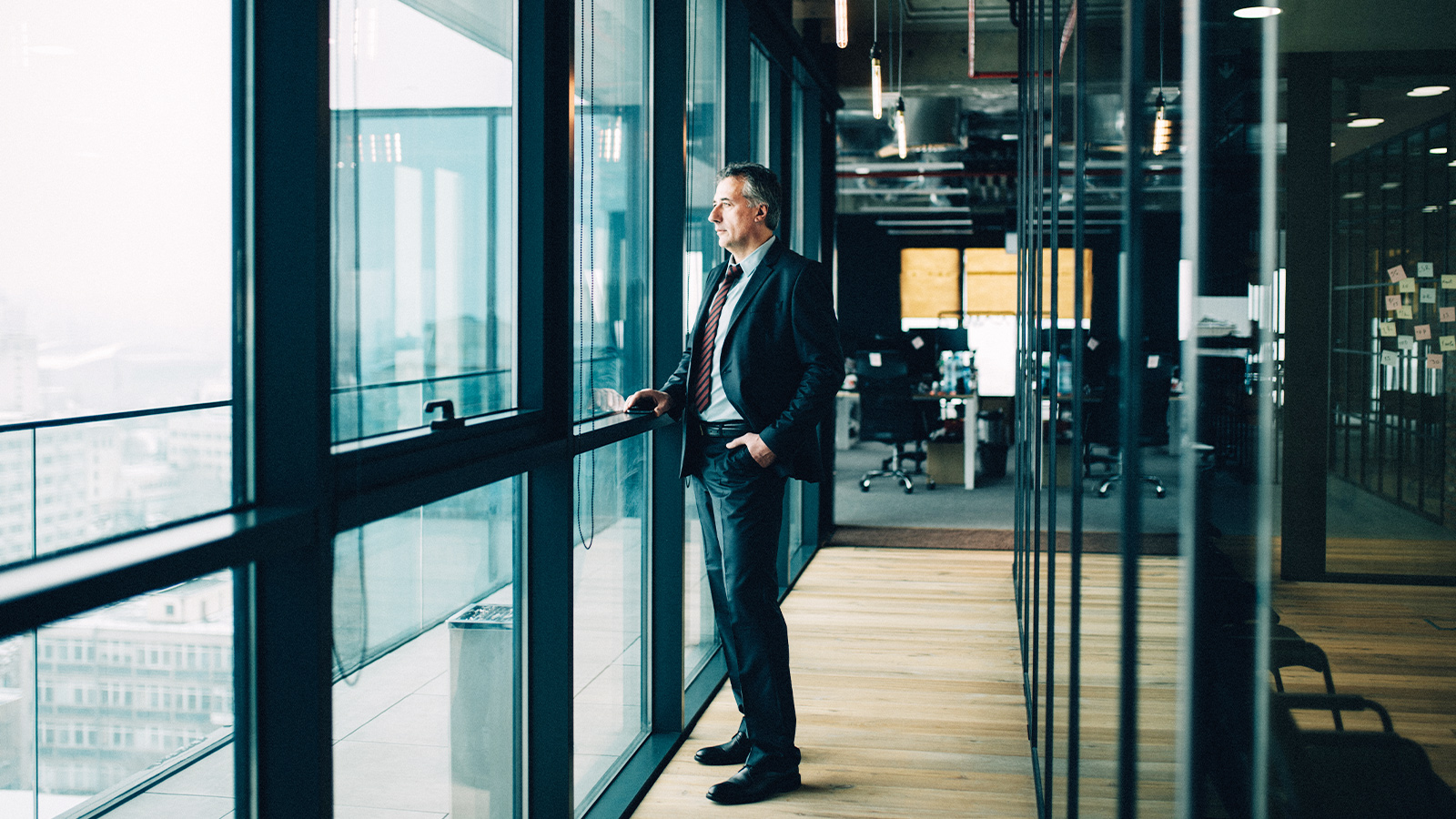 Business man making decision